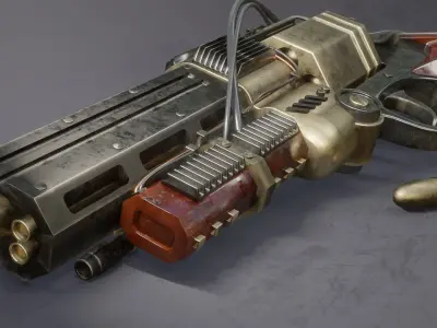 Steampunk Handcannon Revolver Low-poly 3D model