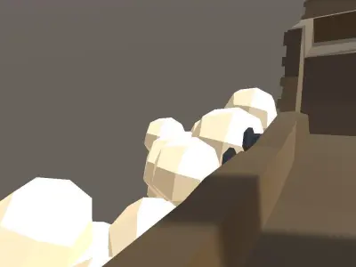 Flying Ship on the Clouds low poly flat retro style 3D model