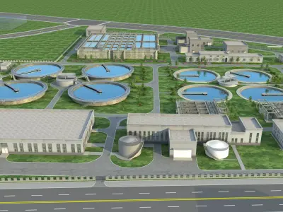 Wastewater treatment filtration plant 3D model