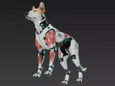 Cyber Dog Creature Model Low-poly 3D model