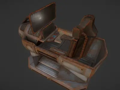 Futuristic Control Module Rusty Version Low-poly 3D model