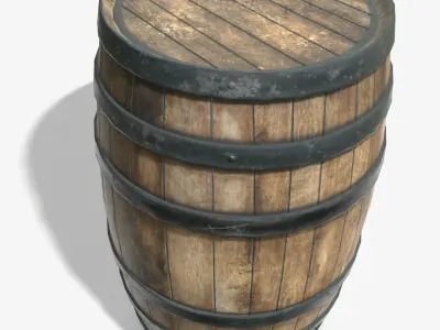 Wooden Barrel Game Ready PBR Textures Low Poly Low-poly 3D model