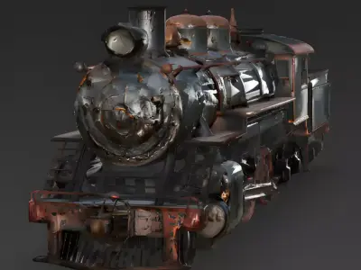 Realistic Full Rusted Steam Locomotive 3D Model Low-poly 3D model purchase