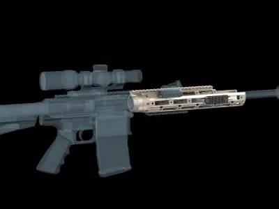 Handguard ar 10 R11 RSASS Low-poly 3D model