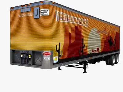Dry van semi trailer Low-poly 3D model