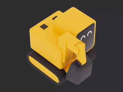 Cute Low Poly Excavator Character 3D model