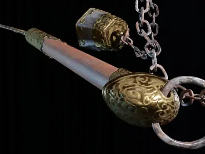 HQ Kusarigama Japanese Weapon Low-poly 3D model