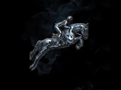 Horse equestrian rider jumping on 3D print model