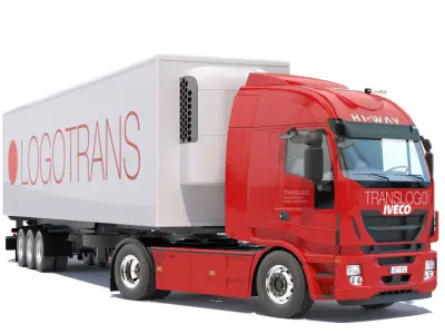 IVECO Hi-Way with Refrigerated Trailer 3D model