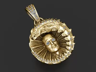 Iced-Out Alien Facehugger Diamond Pendant 3D Model 3D print model