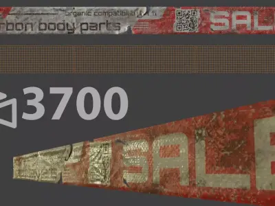 sci-fi worn banner with wind simulation texture layers included  Low-poly 3D model
