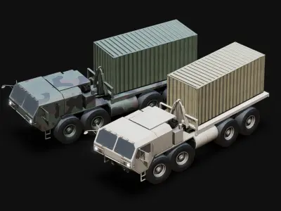 Military 8x8 Cargo Crate Transport Truck Low-poly 3D model