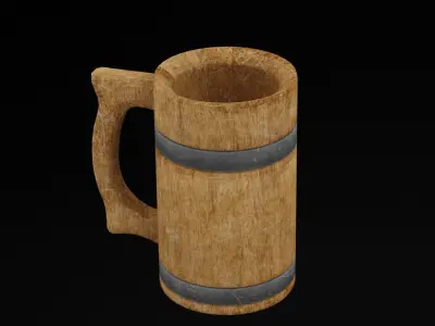 Wooden Tankard  Low-poly 3D model