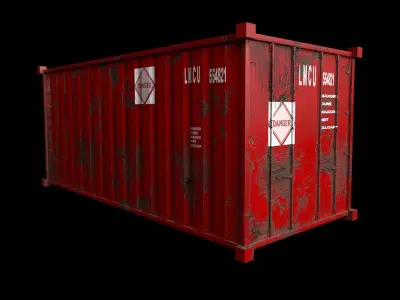 Container-red PBR shipping container Low-poly 3D model