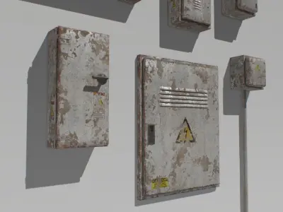 Old and Rusty Electrical Box Pack 1 Low-poly 3D model