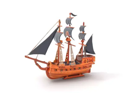 Grand Pirate Ship model pack Low-poly 3D model