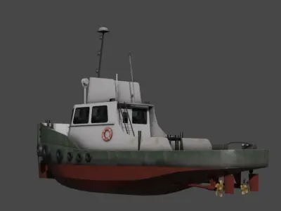 River tugboat 3D model Low-poly 3D model