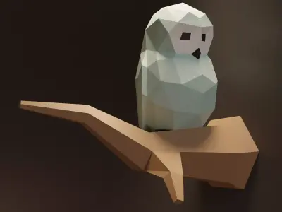 Owl low poly model polygonal 3D model