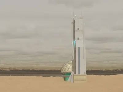 Sci-fi Buildings Free low-poly 3D model