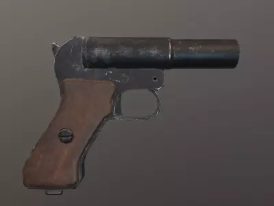 Soviet signal pistol - SPSh-43 Low-poly 3D model