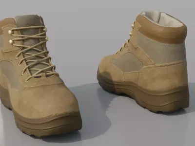 Tan All Terrain Boots Low-poly 3D model