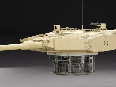 Leopard 2A4 Roketsan MZK Turret Upgrade Plus Interior Edition Low-poly 3D model
