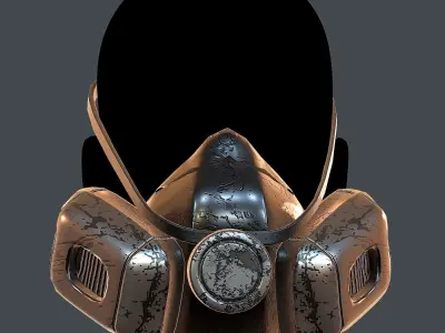 Gas mask helmet 3d model scifi Low-poly  Low-poly 3D model 15