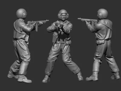 USA tank crew ww2 4 3D print model
