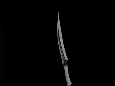elven sword low-poly game ready PBR Free low-poly 3D model