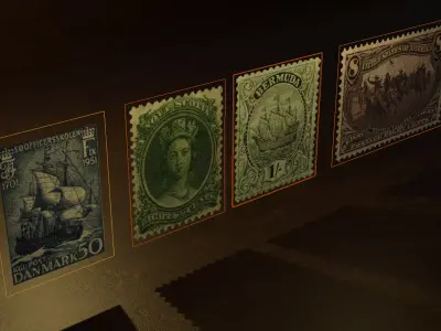 Vintage Postage Stamp 3D Pack  Old Stamp Collection 3D model
