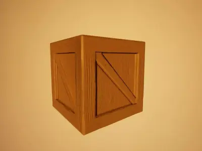 Wooden Crate Low-poly 3D model 2