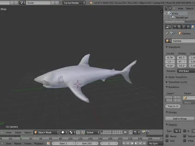 shark made in blender Low-poly 3D model