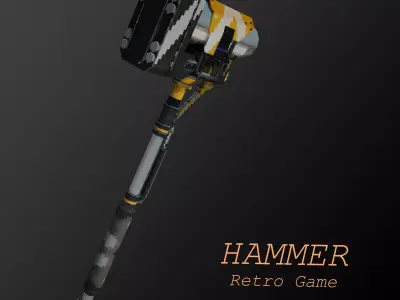 Low Poly Hammer Retro Style Low-poly 3D model