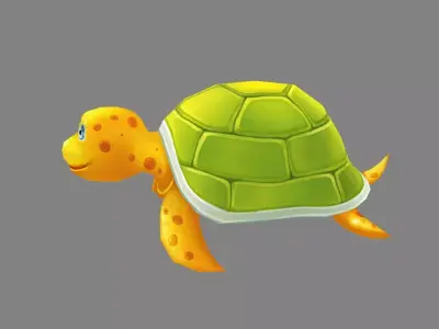 Cartoon Green Turtle Low-poly 3D model