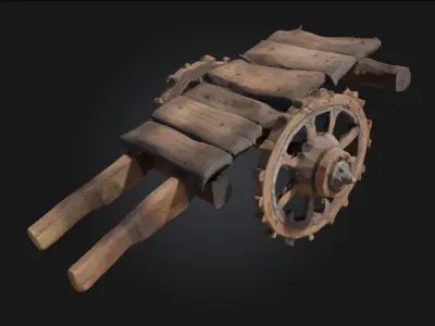 Wooden Cart  Versatile Classic for Rustic Scenes 3D model