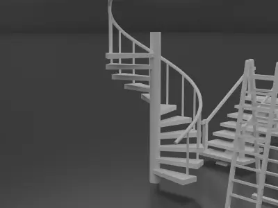 Industrial Modular Stairs and Ladders Pack 16 Game-Ready Assets Low-poly 3D model