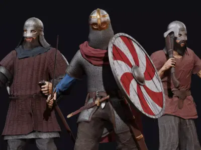 Vikings Low-poly 3D model