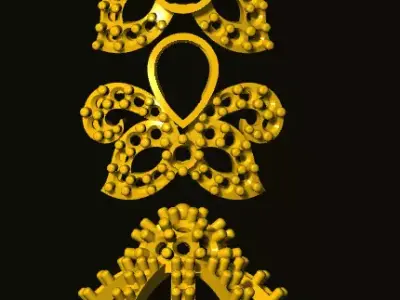 jumka ornate gold tiara 3D print model