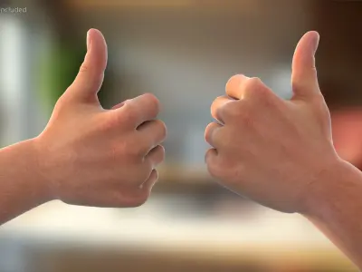 Realistic Hand Models of White Man Thumbs Up 3D model