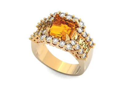 antique Engagement Ring elegant baguette diamonds  1331 3D print model