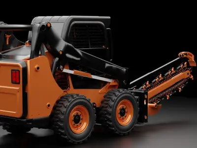 Compact Wheel Loader with Trencher 3D model