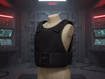 Realistic Police Bulletproof Vest - Black Low-poly 3D model