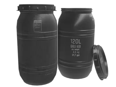 Game-ready Plastic Barrel - clean and dirty - gray Low-poly 3D model
