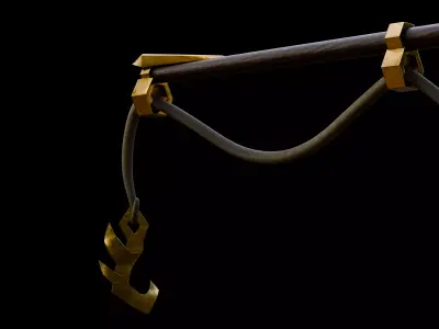 Stylized Fantasy Golden Fishing Rod 3D Model Low-poly 3D model