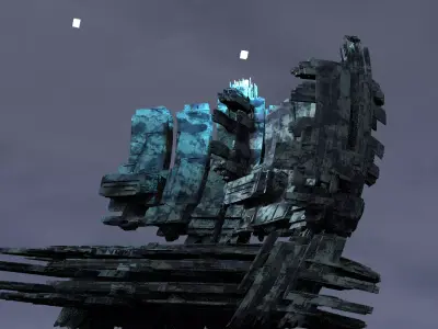 Ice Storm Planet ruinedTowers 3  3D model