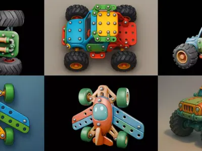 Monster Truck bundle 4 pack 100 glb 3D model