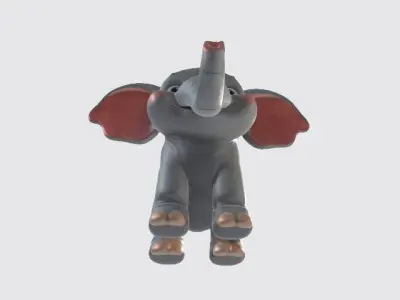 Baby cartoon elephant 3D model