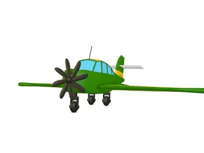 Cartoon Green Airplane Low-poly 3D model