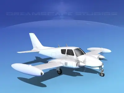 Cessna U-3B Blue Canoe White Livery 3D model
