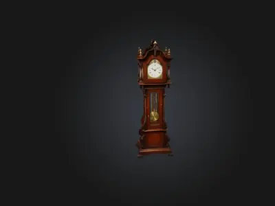 Antique Grandfather Clock Low-poly 3D model